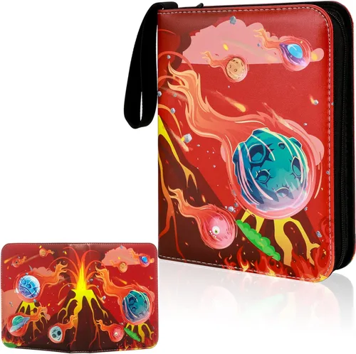 Carpeta de tarjetas 4 bolsillos portátil para coleccionista de tarjetas con 50 fundas de hasta 400 tarjetas juego de cartas soporte para coleccionar