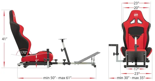 Vista 7 de OpenWheeler GEN3 Racing Wheel Simulator Stand Cockpit Red on Black, Video Game Controller, Fits All Logitech G923, G920, Thrustmaster, Fanatec