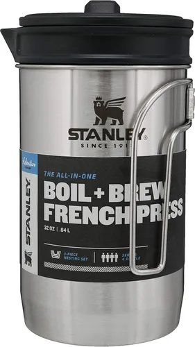 Vista 5 de STANLEY Cafetera de prensa francesa All In One de 32 onzas, infusión de 5 minutos, 4 horas de calor, filtro de malla para posos de café, prensa