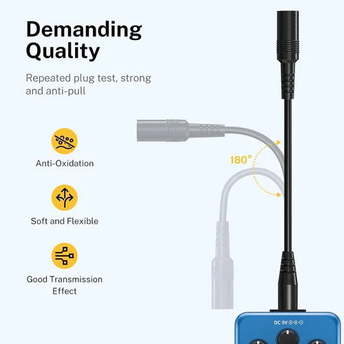 Vista 6 de Donner DPA-100 Adaptador de fuente de alimentación de pedal de guitarra 9V DC 1A Punta Negativa 5 Way Daisy Chain Cables para Pedal de Efecto
