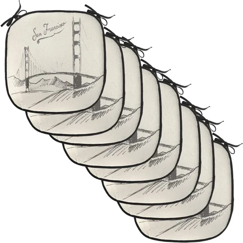 Vista 132 de Lunarable American Chair Cushion Pad, Massachusetts Flagg Holds a Bow and Pointing Downward Arrow, Seat Padding for Kitchen & Patio with Anti-Slip