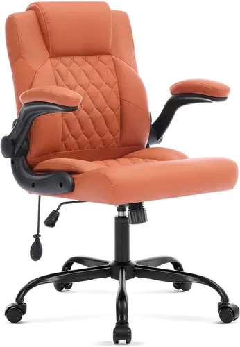 Vista 12 de Silla de oficina con soporte lumbar inflable ajustable, silla de escritorio ergonómica de cuero para computadora con brazos abatibles, bloqueo