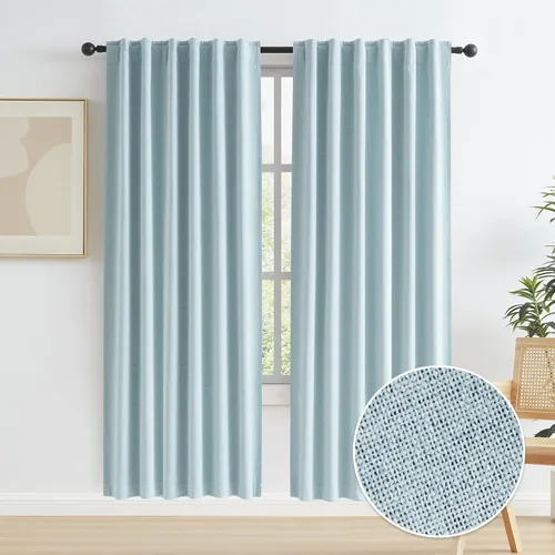 Vista 67 de KEQIAOSUOCAI - Cortinas opacas naturales de 108 pulgadas de largo, cortinas modernas con pestaña trasera, paneles plisados para sistema de cortina