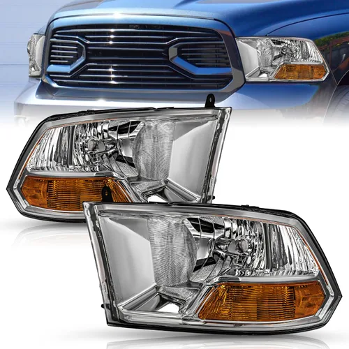 Vista 12 de TUSDAR Conjunto de faros para Dodge Ram 1500 2009-2012/2010-2012 Dodge Ram 2500 3500 Pickup, repuesto OE, carcasa negra, bombillas incluidas