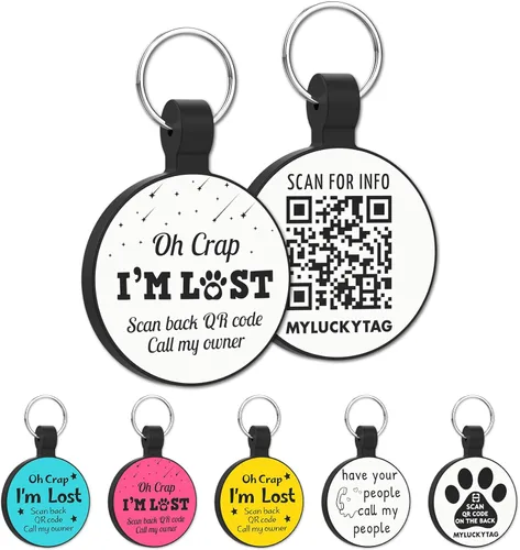 Vista 10 de MYLUCKYTAG Identificación de mascota con código QR de silicona grabada silenciosa Collar personalizado para perros y gatos Perfil en línea