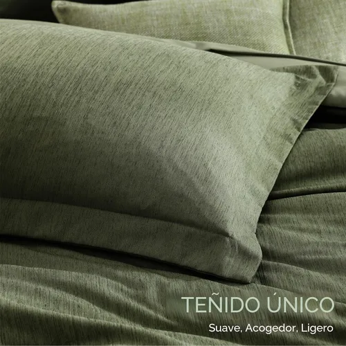Vista 7 de Monbix - Juego de edredón de 7 piezas, teñido catiónico, color verde oliva, ropa de cama en una bolsa, tamaño Queen, con edredón, sábanas, fundas