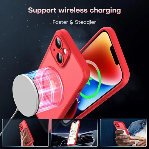 Vista 48 de TOCOL Funda para iPhone 11, compatible con Magsafe, protección completa de cámara, imanes integrados, protección contra caídas, funda translúcida