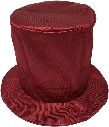 Sombrero de copa burdeos brillante - Divertido año nuevo, disfraz, cumpleaños, accesorio de fiesta