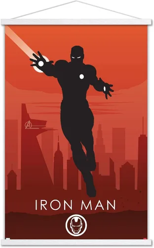Vista 19 de Trends International Marvel Heroic Silhouette - Póster de pared de Iron Man, 14.725 x 22.375 pulgadas, versión enmarcada de madera de granero