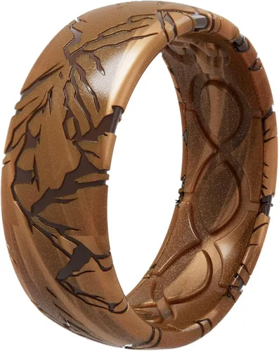 Vista 6 de Groove Life 3D Etched Silicone Ring Breathable Rubber Wedding Rings for Men, Lifetime Coverage, Unique Design, Comfort Fit Ring