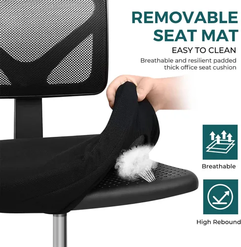 Vista 6 de DUMOS Juego de sillas de escritorio sin brazos, 2 unidades, silla giratoria de oficina en casa ergonómica ajustable con ruedas, sin brazos, cómodas