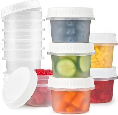 TUZAZO Recipientes pequeños para congelador de 4 onzas con tapas, 12 unidades, sin BPA, pequeños recipientes de plástico para almacenamiento de