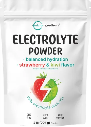 Vista 14 de Micro Ingredients Polvo de electrolito de hidratación, 1 libra (69 porciones), sabor a frambuesa y limón, alto contenido de potasio (1,000 mg) +