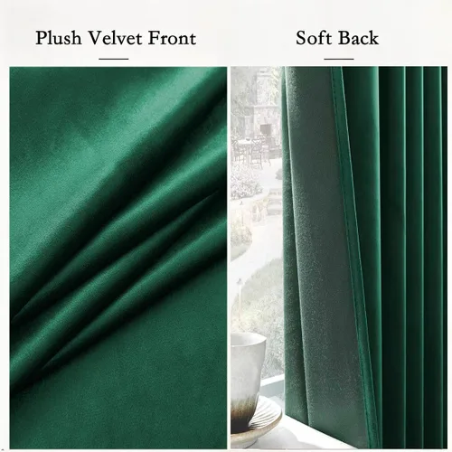 Vista 4 de Timeper Cortinas de terciopelo verde de 108 pulgadas, 2 paneles, cortinas opacas para dormitorio, sala de estar, cortinas de ventana supersuaves