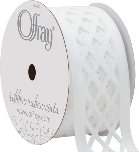 Offray Lattice Craft Ribbon, 1 1/2-Inch x 9-Feet, White
