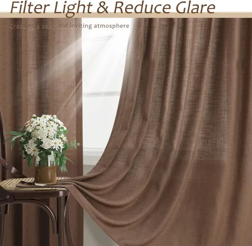 Vista 126 de Aersas Aqua Green Linen Curtains 84 Inches Long 2 Panels Set Back Tab Rod Pocket Living Room Curtain Farmhouse Rustic Light Filtering Hook Drapes