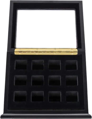 Vista 3 de Vitrina para Anillos de Campeonato Caja de Almacenamiento de Anillos Deportivos de Madera con Forro de Terciopelo Negro
