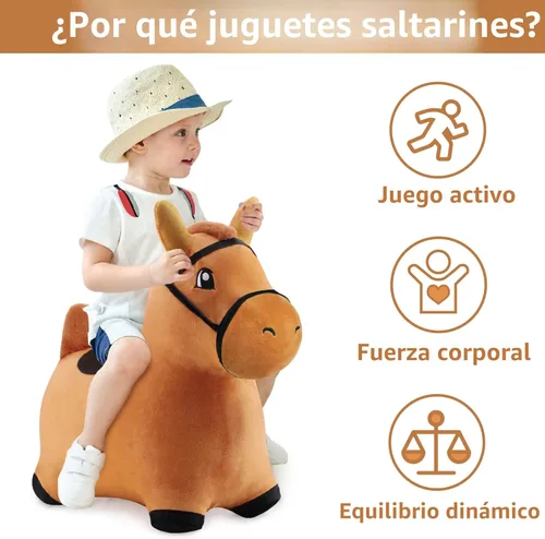 Vista 2 de Hopping Horse, iPlay, iLearn caballo saltarín, inflable, juguetes de felpa de caballo para cabalgar, con bomba (marrón)