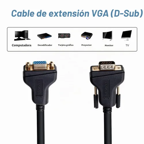 Vista 2 de BENFEI Cable de extensión VGA, macho VGA a cable hembra, 5.9 ft/6 pies