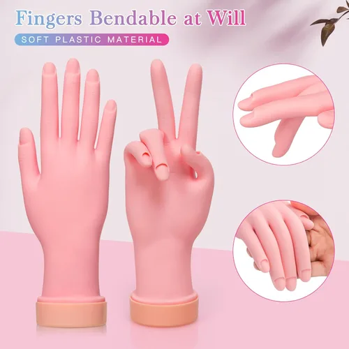 Vista 3 de Buqikma Mano de práctica de uñas para uñas acrílicas, mano de maniquí para práctica de uñas, flexible y flexible y flexible para práctica de uñas, 1