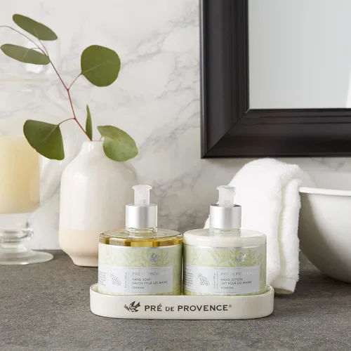 Vista 5 de Pre de Provence Collection Loción de manos emoliente suave y sedosa enriquecida con manteca de karité, verbena, 11 onzas líquidas