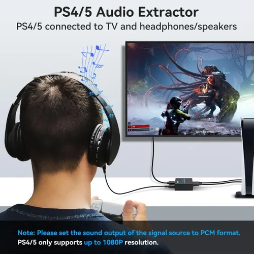 Vista 4 de VPFET Extractor de audio HDMI 4K HDMI a óptico 0.138 in AUX adaptador de audio divisor convertidor soporte HDCP digital DTS 5.1 PCM