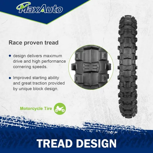Vista 3 de MaxAuto Motocross Neumático trasero 90/100-16 Neumático de bici de la suciedad 90/100-16