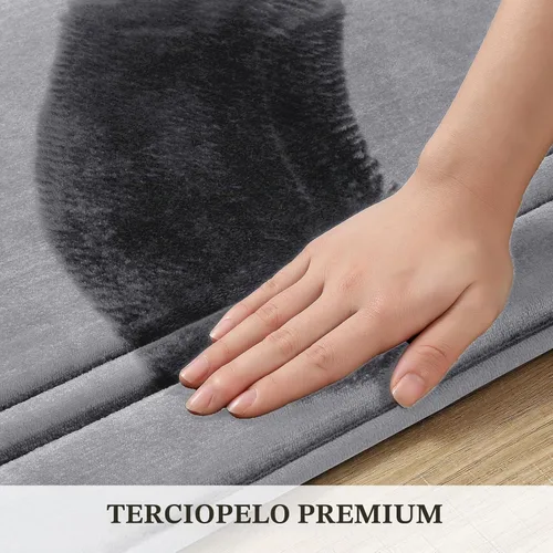 Vista 7 de BYSURE Tapete de baño de espuma viscoelástica gris, antideslizante, extra suave, absorbente, lavable a máquina, juego de alfombras de baño de 3