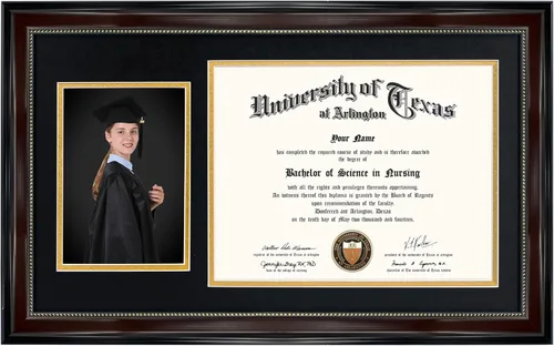 Vista 15 de GraduationMall Marco de diploma de caoba de 11 x 17 pulgadas con soporte de borla para documentos de certificado de 8.5 x 11, vidrio real, paspartú