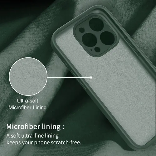 Vista 5 de bicol Funda para iPhone 15 Pro Max con protector de pantalla, protección mejorada del lente de la cámara, funda protectora de silicona líquida suave