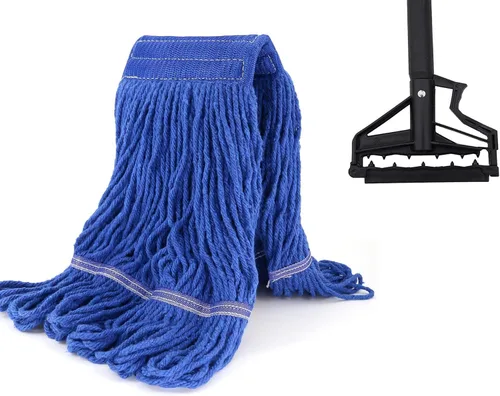 Vista 2 de Cabezal de trapeador de cuerda comercial con extremo de bucle, cabezales de trapeador de algodón, diadema de 6 pulgadas, repuesto de cabezal