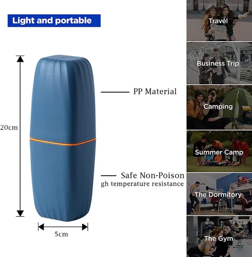 Vista 2 de Estuche de viaje para cepillos de dientes, soporte para cepillos de dientes con tapa, contenedores de viaje para cepillos de dientes, almacenamiento