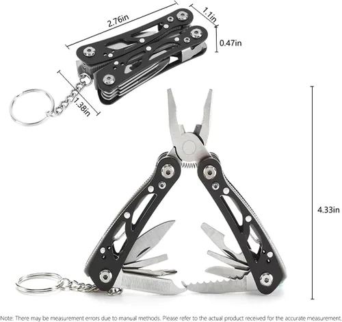Vista 2 de Multiherramienta versátil 15 en 1 de tamaño completo para bricolaje, hogar, jardín, al aire libre o transporte diario (EDC), azul