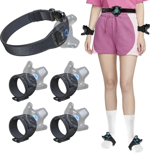 Skywin Vive Tracker Straps for HTC Vive, 3.0, 2.0, and Ultimate Trackers (1 Waist Belt, 2 Feet, 2 Hands, 2 Legs Bundle), Secure and Comfortable Full