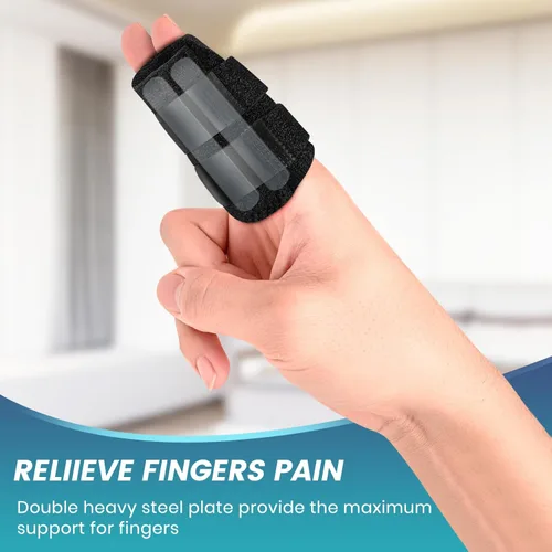 Vista 3 de 2 férula de dedo de gatillo con 2 barras de metal para dedos dobles, soporte para dedos, correa de soporte inmovilizador para artritis, tendinitis