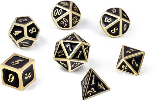 Vista 6 de DNDND Juego de dados de metal negro con estuche y 6 D6 adicionales, aleación de zinc, negro