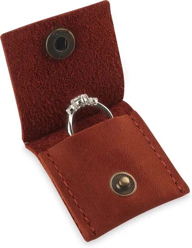 Vista 2 de Soporte de cuero para llavero, funda de viaje para anillo de boda, soporte para anillo de compromiso, bolsa para anillos, soporte para anillos
