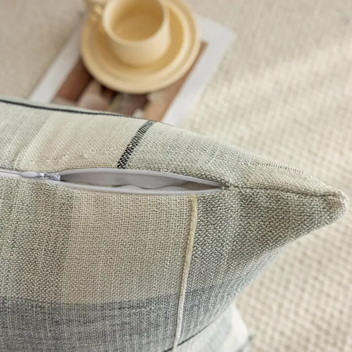 Vista 6 de vctops Funda de Almohada Decorativa de Algodón y Lino con Celosía Rústica Funda de Cojín Lumbar con Bordado Funda de Almohada para Sofá Dormitorio