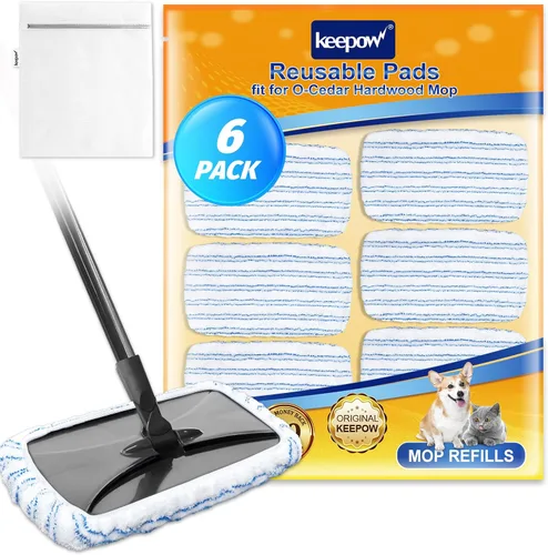 Vista 12 de KEEPOW Almohadillas reutilizables para fregona O Cedar Hardwood Floor'N More de microfibra, cabezales de repuesto para uso húmedo y seco, 15 x 8