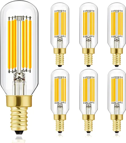 XININSUN Bombilla LED T6 regulable de 6 W, igual a blanca cálida 2700 K, T6 T25 E12 bombilla de candelabro LED de 60 W para candelabros, ventilador