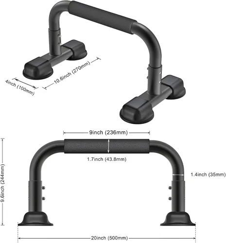 Vista 7 de Dolibest Push Up Bar, 12'' High Parallettes Bars with Wooden Handles, Stable and Comfortable Calisthenics Equipment, Suitable for Handstand, L-Sit