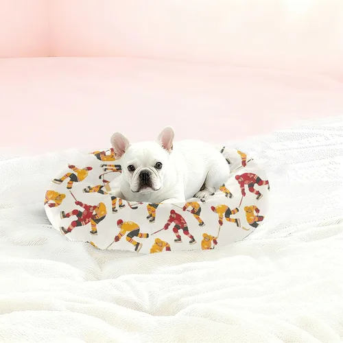 Vista 2 de Pet Dog Bed Removable & Washable Fluffy Kitten Beds for Extra Small Size Pets Sleeping XS Hockey Players Beige