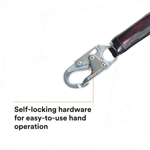 Vista 5 de 3M Protecta 3100403 Lifeline Rebel 3100403 - Malla de 6 pies (59.1 ft), gancho a presión de acero y mosquetón, negro/rojo