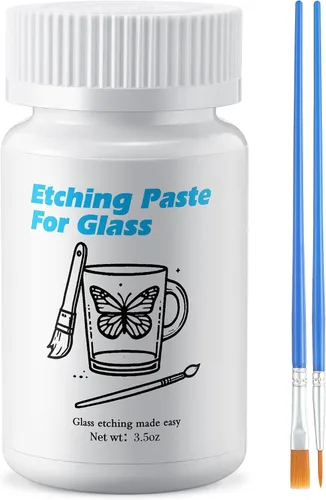 Kit de crema para principiantes de vidrio de 3.5 onzas para diseños intrincados, pasta de grabado para manualidades, crea diseños grabados
