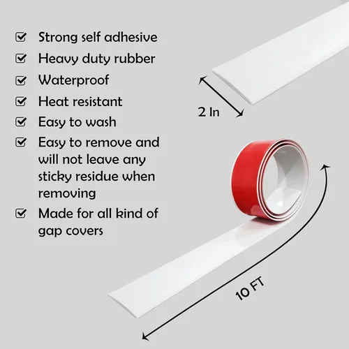 Vista 4 de Rubber Bond Tira de transición de suelo, tiras de vinilo autoadhesivas para suelos laminados, tira divisora plana, fácil de instalar y despegar