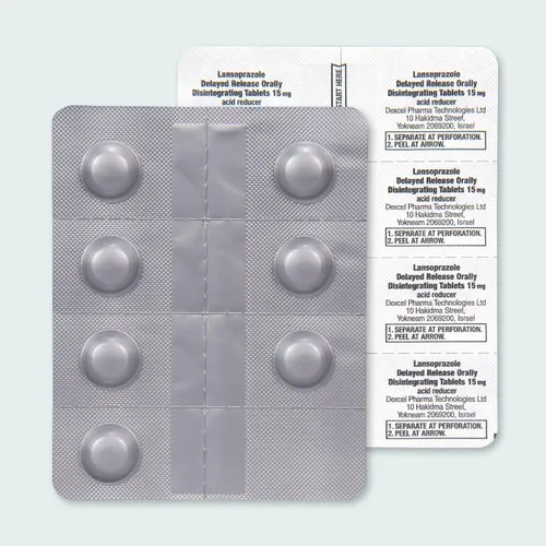 Vista 7 de Yaxa Basic Care Lansoprazol - Tabletas de liberación retardada de desintegración oral de 15 mg, pastillas reductoras de ácido, sabor a fresa, 42