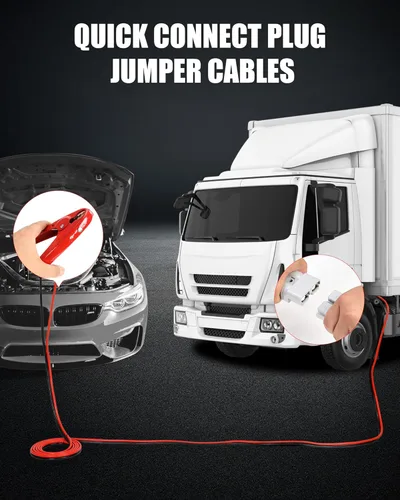 Vista 4 de NoOne cables de arranque resistentes para camiones diésel - cables de batería de refuerzo de calibre 1 y 25 pies extra largos con kit de instalación