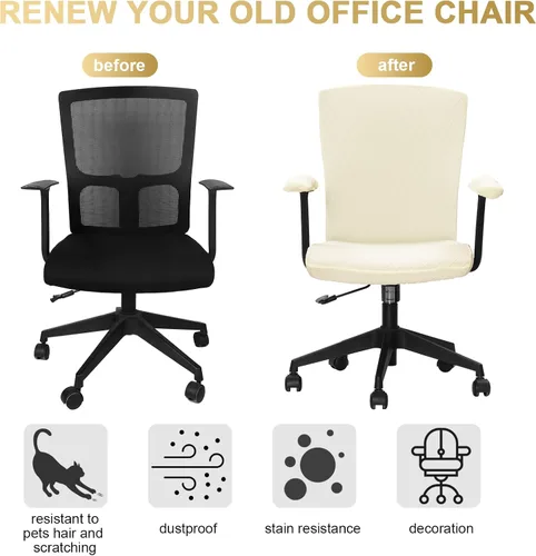 Vista 4 de Juego de 4 Fundas para Silla de Oficina, Fundas Universales Elásticas para Computadora, Fundas Estiras para Asiento de Silla, Fundas para Brazos