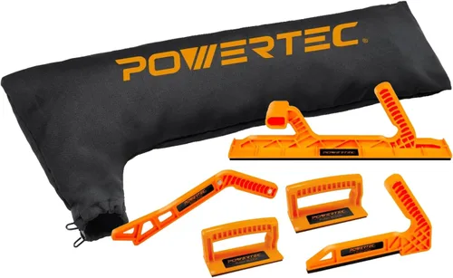 Vista 11 de POWERTEC 72096 peine de sujeción universal 1PK para carpintería multifuncional con sistema de bloqueo flexible y de inglete y 2 piezas de empuje