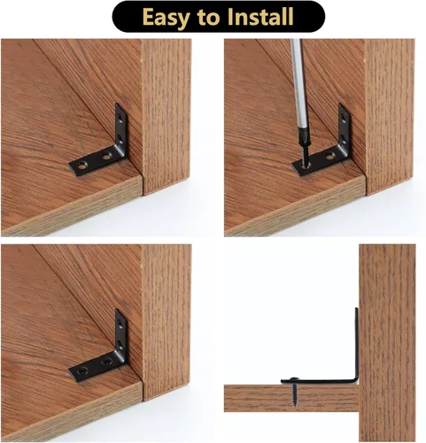 Vista 5 de HOME MASTER HARDWARE Juego de soportes de esquina en L, soporte de ángulo recto de 1-1/2 pulgadas, soportes de metal en L para estantes, marco